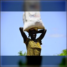 USAID sorghum being transported from the refugee camp Yida to the Nuba Mountains.